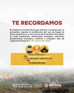 INFONA extiende el plazo de suspensión total de autorización de permisos de quema para evitar incendios forestales